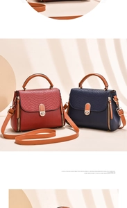 Close-up of premium leather mini square bags with croc texture and golden metal twist locks