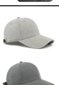 Close-up showing light and charcoal grey baseball caps with premium fabric texture