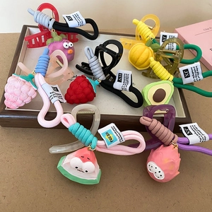Cute 3D fruit hair clips set featuring strawberry watermelon and avocado designs for girls