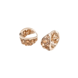 Orecchini a cerchio vintage a U in oro rosa con cristalli ambrati scintillanti