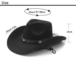 Size guide for western suede cowboy hat showing 58cm circumference and 9cm brim