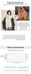 Detailed view of polka dot scarf fabric with texture specifications and fringe edges