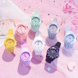 Children Quartz Watch Silicone Strap Waterproof Luminous Sports Student Macaron Color Candy Color Boys Girls Wristwatch