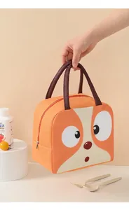 Borsa termica arancione con comodi manici marroni e chiusura a cerniera resistente