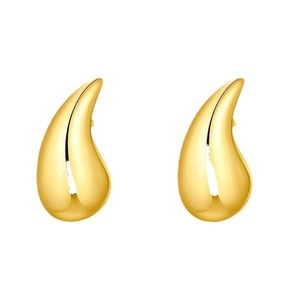Minimalist 18K gold plated stainless steel chunky teardrop earrings on white background
