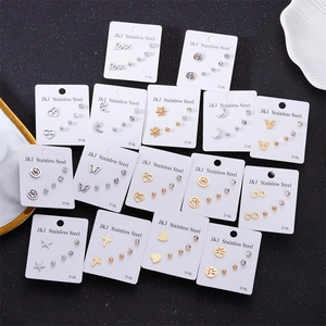 316L Stainless Steel Stud Earrings Heart Moon Star Butterfly Cubic Zirconia Hypoallergenic Minimalist Fashion Jewelry Women