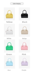 Grid display of Boston jelly bags in eight colors with sleek top handles and gold hardware