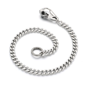 Hosenkette aus Silber mit Totenkopf und Metallringen für Jeans und Hip-Hop-Streetwear-Stil