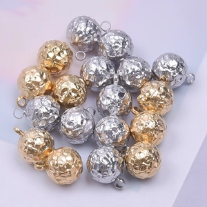 Hammered texture 18k gold and silver stainless steel ball pendants for DIY jewelry
