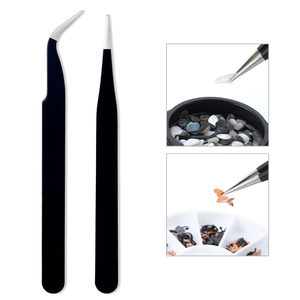 Stainless Steel Precision Tweezers For Nail Art Eyelash Extension DIY Craft Black Matte Coating Straight Curved Tips