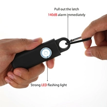 Detail showing the manual activation of the 140dB personal alarm and LED flash feature