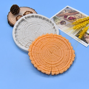 Moule rond en silicone avec texture de cernes de bois pour fondant et plâtre