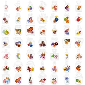 50pcs waterproof floral bottle stickers for DIY journals and laptop decorations