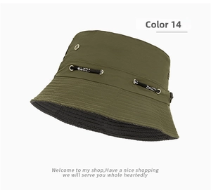 Dettaglio cappello pescatore verde oliva con foro d'aria e coulisse SPORT