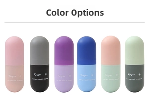 Mini capsule eye masks in six vibrant colors including pink, blue, and green variants