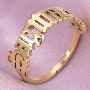 Rose gold Scorpio zodiac ring in gothic font made of 304 stainless steel for women