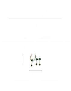 Detailed view of green zircon flower jewelry set with precise size and weight measurements