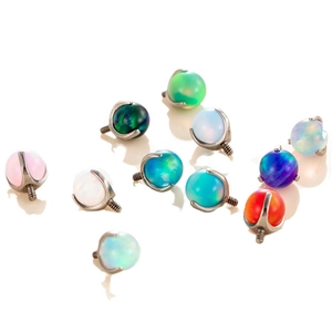 F136 Titan Opal Kugelaufsätze mit Gewinde für Piercingschmuck, Set mit 10 verschiedenen Farben