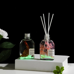Coffret cadeau diffuseur lumineux avec orange séchée et fleurs roses en flacons