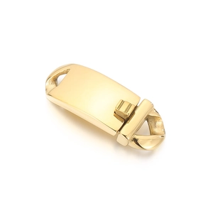 Close-up of polished gold-tone titanium steel clasp for creative jewelry bracelet designs
