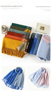 Macro shot of two-tone faux rabbit fur scarf detailing vibrant colors and soft fringe