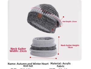 Detaillierte Größenangaben für das dicke Wintermütze und Halswärmer Schal-Set