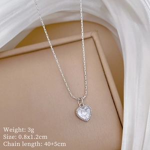 Detailed specs of titanium steel necklace with heart pendant, size 0.8x1.2cm and 40+5cm chain