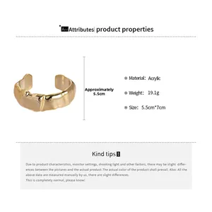 Detail view of gold textured acrylic bangle with size 5.5cm diameter and 19.1g weight