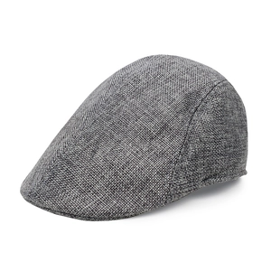 Classic grey linen beret for men, vintage style lightweight breathable ivy flat cap