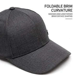 Men's retro dark grey baseball cap with an adjustable foldable brim and sun protection
