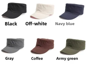 Flat top military caps collection in black, beige, navy, grey, brown, and olive green