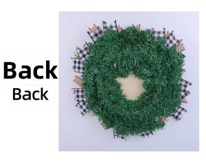 Rear view showing the durable structural support of the green Christmas mesh wreath