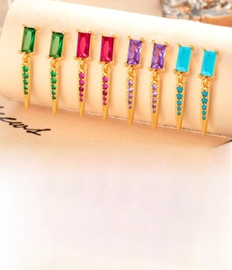 Detailed size specifications for gold plated stainless steel zircon stud earring set