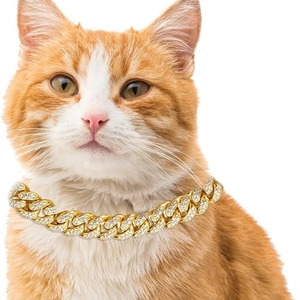 Pet Necklace Cuban Link Chain Iced Out Rhinestone Alloy Luxury Hip Hop Jewelry Collar For Dogs Cats
