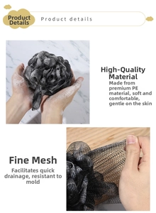 Detail showing dense mesh structure of the black bamboo charcoal exfoliating bath sponge