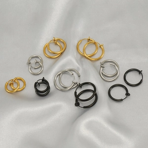 Stainless Steel Non Pierced Hoop Ear Clips Round Circle Fake Piercing Jewelry For Men Women Fashion Minimalist