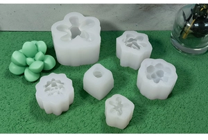 Détail de l'ensemble de 6 moules en silicone pour bougies succulentes et loisirs créatifs