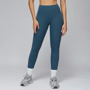 Legging de yoga taille haute bleu sarcelles pour femmes avec contrôle du ventre et coupe slim