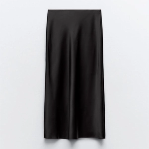Satin Midirock Hohe Taille Seidig Einfarbig Schmaler Schnitt Gerade Lange Röcke Für Damen Elegant Minimalistisch Französischer Stil