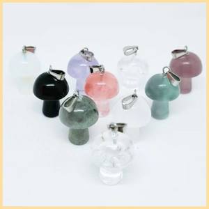 Mini mushroom natural stone pendants in various crystals for DIY necklaces and jewelry