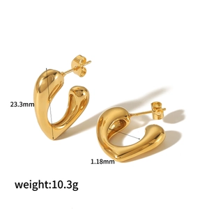 Details zu Maßen 23,3mm Höhe und 10,3g Gewicht der goldenen C-förmigen Creolen Ohrringe