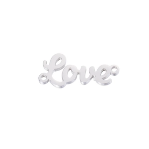 Connecteur Love en acier inoxydable poli avec deux anneaux pour création de bijoux DIY