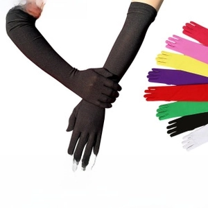 Close-up of long lace arm sleeves in multiple colors for punk party costumes