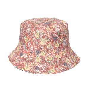 Floral print summer bucket hat with colorful flower patterns for outdoor sun protection