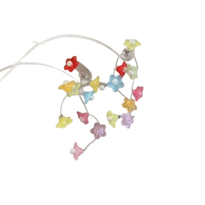 S925 silver colorful flower crystal fringe earrings with sweet floral tassel design