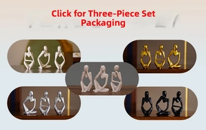 Detail view of abstract thinker sculpture set in five finishes for modern home decor