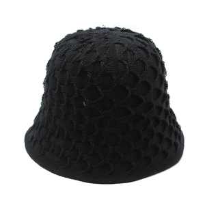 Summer black knitted fisherman hat with unique scale pattern for sun protection