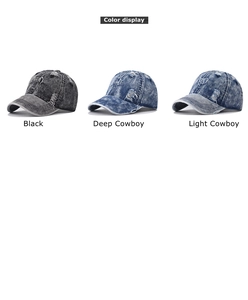 Detailed comparison of washed distressed denim baseball caps with stylish ripped holes