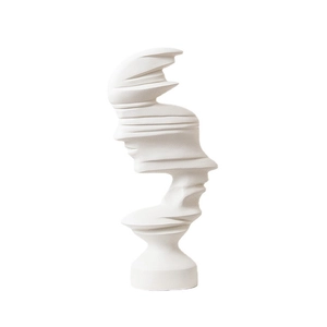 Modern minimalist white abstract face sculpture with layered artistic lines for home decor