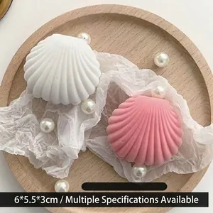 Velvet shell jewelry storage box in white and pink colors with soft matte finish
